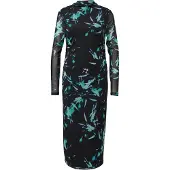 Comma Jurk jade groen / donkerlila / zwart