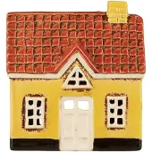 Ib Laursen - Keramieken huisje - waxinelichthouder - geel met bruin dak