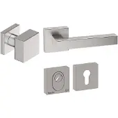 Hardbrass Voordeurset Quadro 50 3-delig vierkant SKG3 met kerntrekbeveiliging - RVS