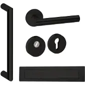 Hardbrass Voordeurset rond met greep Nairobi 800mm SKG3 met kerntrekbeveiliging - zwart
