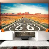 Karo-art 196cm X 140cm - Zelfklevend fotobehang - Route 66 , Premium Print