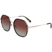 Longchamp Vrouwen Hexagonale Metalen Zonnebril met Acetaat Frame LO163S