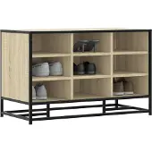 vidaXL Schoenenbank 84x40x53,5 cm bewerkt hout en metaal sonoma eiken