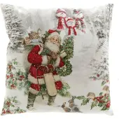Unique living Kerstkussen Filip Wit / Rood 45 X 45 X 10 Cm