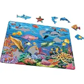 Larsen Koraalrif – Puzzel – Dieren – Oceaan – Educatieve legpuzzel voor kinderen – 35 stukjes – Gemaakt in Noorwegen – Extra dikke 2,5 mm stukjes – Tray met vaste rand