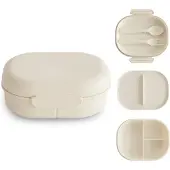 Mushie Lunchbox Met Vakjes & Bestek | Ivory