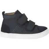 Vertbaudet Leren hoge sneakers met klittenband voor baby's marineblauw