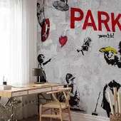 Karo-art 350cm X 245cm - Fotobehang - [Banksy] Graffiti Diveristy
