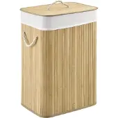 Juskys Bamboe Wasmand Curly - 72 L - Natuur - Uitneembare Waszak