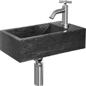 Wiesbaden Fonteinset | Matera | Natuursteen | 40x23x10.5cm | Rechts | Chroom