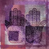 Safaary Oosters schilderij Mehndi hands Dai Paars