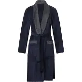 Gentlemen - heren badjas - coral fleece - navy/grijs - S/M