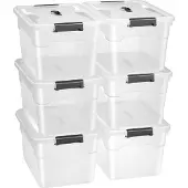Juskys Opbergbox / Opslagdoos 30 L - Kunststof - 6-Delig - Incl. Deksel