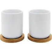 Bredemeijer - Theemok Umea met bamboe onderzetters - 200ml - Wit - s/2