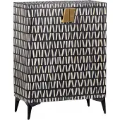 Woood Menne Opbergkast - Bone Inlay - Zwart/Wit - 108x81x43