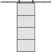 vidaXL - Schuifdeur - met - beslag - 76x205 - cm - ESG-glas - en - aluminium