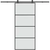 vidaXL - Schuifdeur - met - beslag - 90x205 - cm - ESG-glas - en - aluminium