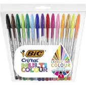BIC Cristal Multicolour Balpennen Brede Punt (1.6 mm) - Verschillende Kleuren - Pak van 15 Stuks