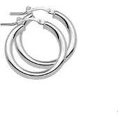 Trendjuwelier huiscollectie Creolen Ronde Buis Zilver Gerhodineerd Glanzend 3 mm x 24 mm