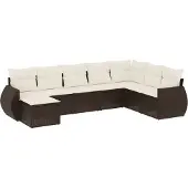 vidaXL 8-delige Loungeset met kussens poly rattan bruin
