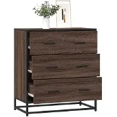 vidaXL Dressoir 68x35x76 cm bewerkt hout en metaal bruin eikenkleur