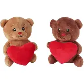 Van Manen Veenendaal Pluche knuffelbeer met hart - zachte teddybeer 15cm multi kleuren.