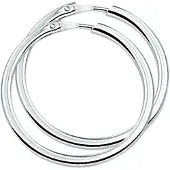 Trendjuwelier huiscollectie Creolen Vierkante Buis Zilver Gerhodineerd Glanzend 2 mm x 28 mm