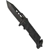 Miltec ONE HAND KNIVE / ZWART MES MET LIFE GLASBRAKER HAMMER