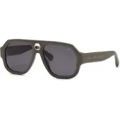 Philipp Plein Zonnebril SPP143 58/16/150 Olijfgroen mat Acetaat MAN SPP143