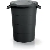 Prosperplast Afvalemmer met handgrepen, afvalcontainer Keden SMOOTH – zwart, 80 liter