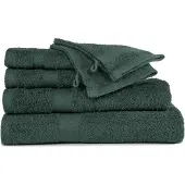 Tiseco HOME STUDIO - Handdoek RIVA - SET/6 - 100% katoen - 450 g/m² - 100% katoen - superzacht en zeer absorberend - 50x100 cm - Donkergroen