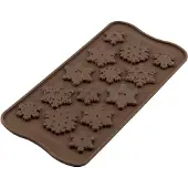 Silikomart EasyChoc Choco Frozen bonbonvorm 14 sneeuwvlokken silicone bruin
