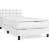 vidaXL Boxspring met matras kunstleer wit 100x200 cm