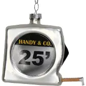 HD Collection – Glazen Kerstornament Hanger – Rolmaat / Measuring Tape – Zilver – 8,9 cm – Unieke Kerstboomdecoratie