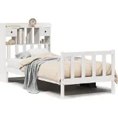 vidaXL Bed met boekenkast zonder matras grenenhout wit 90x190 cm