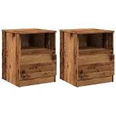 vidaXL Nachtkastjes 2 st 40x40x50 cm bewerkt hout oud houtkleurig