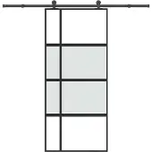 vidaXL Schuifdeur met beslag 90x205 cm gehard glas en aluminium