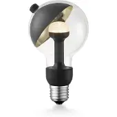 Home Sweet Home Design LED Lichtbron Move Me - Zwart/Goud - G80 Sphere LED lamp - 8/8/13.7cm - Met verstelbare diffuser via magneet - geschikt voor E27 fitting - 3W 220lm 2700K - warm wit licht