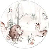 Label2X Muurcirkel kids forest friends