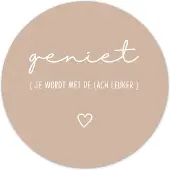 Label2X Muurcirkel geniet lach beige