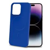 Celly Cromo Siliconen hoesje - Geschikt voor Apple iPhone 15 Pro Max - TPU Back Cover - Microfiber - Blauw
