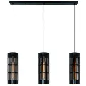 Freelight Hanglamp Scarico Zwart Goud 3 Lichts Balk E27 Fitting