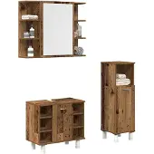 vidaXL 3-delige Badkamermeubelset bewerkt hout oud houtkleurig