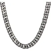 Lucardi Heren Gerecycled stalen herenketting gourmetschakel - Ketting - Staal - Zilverkleurig - 60 cm