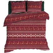 Romanette Dekbedovertrek Noelle Rood Flanel-200 x 200 / 220 cm | 2-Persoons