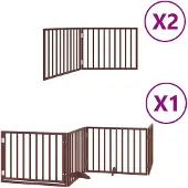 vidaXL Hondenhek inklapbaar 8 panelen 640 cm populierenhout bruin