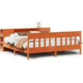 vidaXL Bed met boekenkast zonder matras grenenhout wasbruin 200x200 cm
