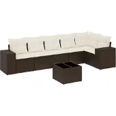 vidaXL 7-delige Loungeset met kussens poly rattan bruin