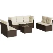 vidaXL 8-delige Loungeset met kussens poly rattan bruin