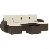 vidaXL 7-delige Loungeset met kussens poly rattan bruin